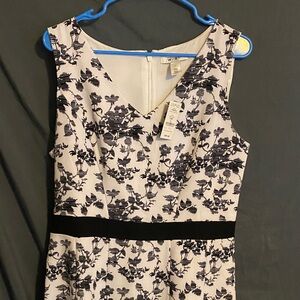 White House Black Market Black and White Floral Midi Dress